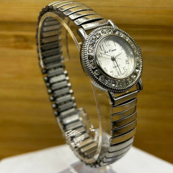Da Vanci Rhinestone, White Dial, Silver Tone Band Quartz - Picture 3 of 7